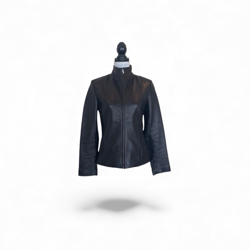 Black Rivet leather black minimalist neutral biker motto jacket size small